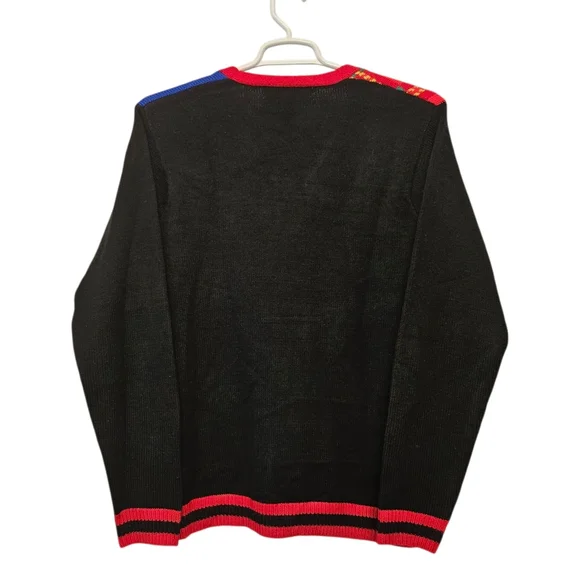 Christmas cat sweater pull-over with faux front buttons - Picture 2 of 11